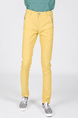 Yellow Slim Full Length Men Pants for Casual