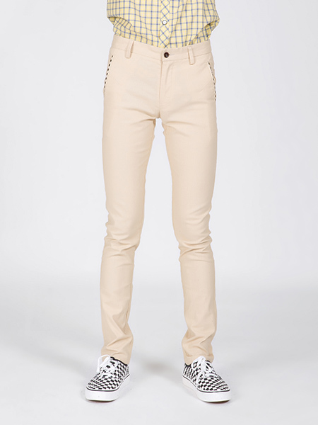 Beige Skinny Fit Men Pants for Casual