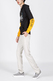 Black and Yellow Drawstring Long Sleeve Printed Pockets Men Hoodie for Casual