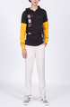 Black and Yellow Long Sleeve Drawstring Men Hoodie for Casual