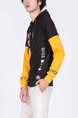 Black and Yellow Long Sleeve Drawstring Men Hoodie for Casual