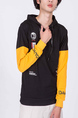 Black and Yellow Long Sleeve Drawstring Men Hoodie for Casual