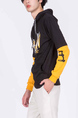 Black and Yellow Long Sleeves Pockets Drawstring Men Hoodie for Casual