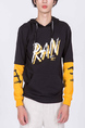 Black and Yellow Long Sleeves Pockets Drawstring Men Hoodie for Casual