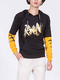 Black and Yellow Long Sleeves Pockets Drawstring Men Hoodie for Casual