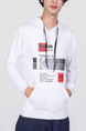 White Pockets Long Sleeve Drawstring Plus Size Printed Men Hoodie for Casual