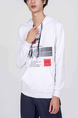 White Pockets Long Sleeve Drawstring Plus Size Printed Men Hoodie for Casual