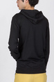 Black Long Sleeve Pockets Printed Drawstring Plus Size Men Hoodie for Casual