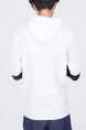 White Printed Long Sleeves Pockets Drawstring Men Hoodie for Casual