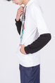 White Printed Long Sleeves Pockets Drawstring Men Hoodie for Casual