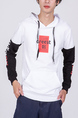 White and Black Long Sleeve Pockets Drawstring Men Hoodie for Casual