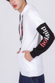 White and Black Long Sleeve Pockets Drawstring Men Hoodie for Casual