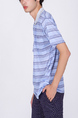 Blue Collared Chest Pocket Polo Men Shirt for Casual Party Office