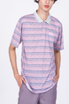 Pink Collared Chest Pocket Polo Men Shirt for Casual Party Office