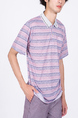 Pink Collared Chest Pocket Polo Men Shirt for Casual Party Office