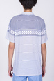 White and Blue Collared Chest Pocket Polo Men Shirt for Casual Party Office