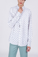 White and Blue Oxford Long Sleeves Button Down Collared Men Shirt for Casual Party Office