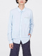 Blue Button Down Collared Plus Size Chest Pocket Oxford Long Sleeve Men Shirt for Casual Party Office