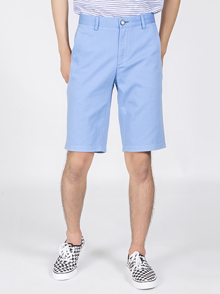 Blue Chino Above Knee Men Shorts for Casual