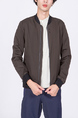 Brown and Black Long Sleeve Zipper Plus Size Men Jacket for Casual