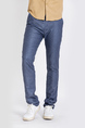 Blue Denim Regular Fit Men Pants for Casual Office