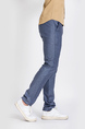 Blue Denim Regular Fit Men Pants for Casual Office