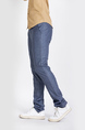 Blue Denim Regular Fit Men Pants for Casual Office