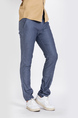 Blue Denim Regular Fit Men Pants for Casual Office