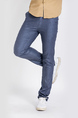 Blue Denim Regular Fit Men Pants for Casual Office