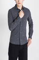 Black Button Down Collared Long Sleeve Men Shirt for Casual Party Office Evening