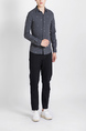 Black Button Down Collared Long Sleeve Men Shirt for Casual Party Office Evening