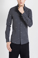 Black Button Down Collared Long Sleeve Men Shirt for Casual Party Office Evening