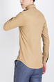 Beige Plus Size Collared Long Sleeve Chest Pocket Button Down Men Shirt for Casual Party Office Evening