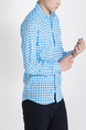 Blue and White Plus Size Collared Button Down Long Sleeve Men Shirt for Casual Party Office Evening