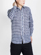 Blue and White Collared Button Down Shirt Long Sleeve Plus Size Men Shirt for Casual Party Office Evening