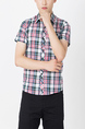 Colorful Collared Button Down Chest Pocket Men Shirt for Casual Party Office