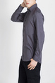 Gray Collared Button Down Long Sleeve Men Shirt for Casual Party Office Evening