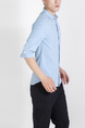 Blue Button Down Collared Long Sleeve Oxford Men Shirt for Casual Party Office Evening