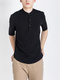 Black Mandarin Collared Chest Pocket Plus Size Polo Men Shirt for Casual Party Office