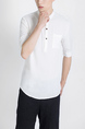 White Mandarin Collared Chest Pocket Polo Plus Size Men Shirt for Casual Party Office