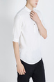 White Mandarin Collared Chest Pocket Polo Plus Size Men Shirt for Casual Party Office