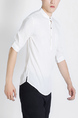 White Mandarin Collared Chest Pocket Polo Plus Size Men Shirt for Casual Party Office