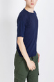Blue Round Neck Tee Plus Size Men Shirt for Casual Party