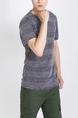 Gray Knitted V Neck Tee Plus Size Men Shirt for Casual Party