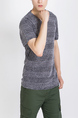 Gray Knitted V Neck Tee Plus Size Men Shirt for Casual Party