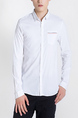 White Collared Chest Pocket Long Sleeve Plus Size Oxford Men Shirt for Casual Party Office Evening