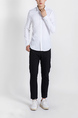 White Collared Chest Pocket Long Sleeve Plus Size Oxford Men Shirt for Casual Party Office Evening