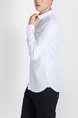 White Collared Chest Pocket Long Sleeve Plus Size Oxford Men Shirt for Casual Party Office Evening