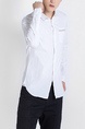 White Collared Chest Pocket Long Sleeve Plus Size Oxford Men Shirt for Casual Party Office Evening