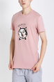 Pink Round Neck Printed Plus Size Tee Men Shirt for Casual Party